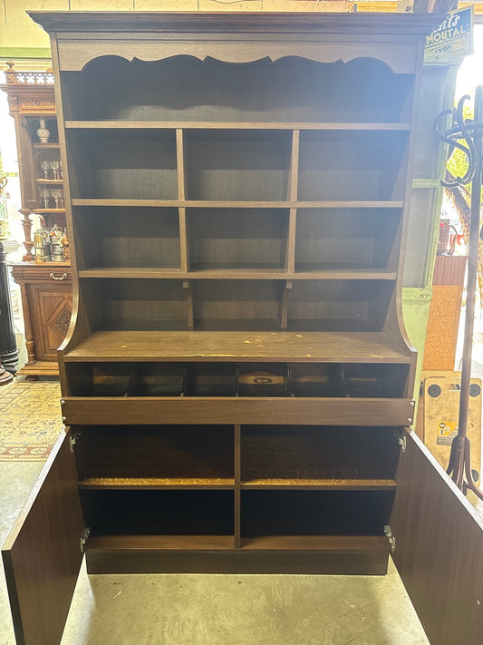 Meuble de rangement – Vintage – Boîte de rangement – Bois brun à compartiments