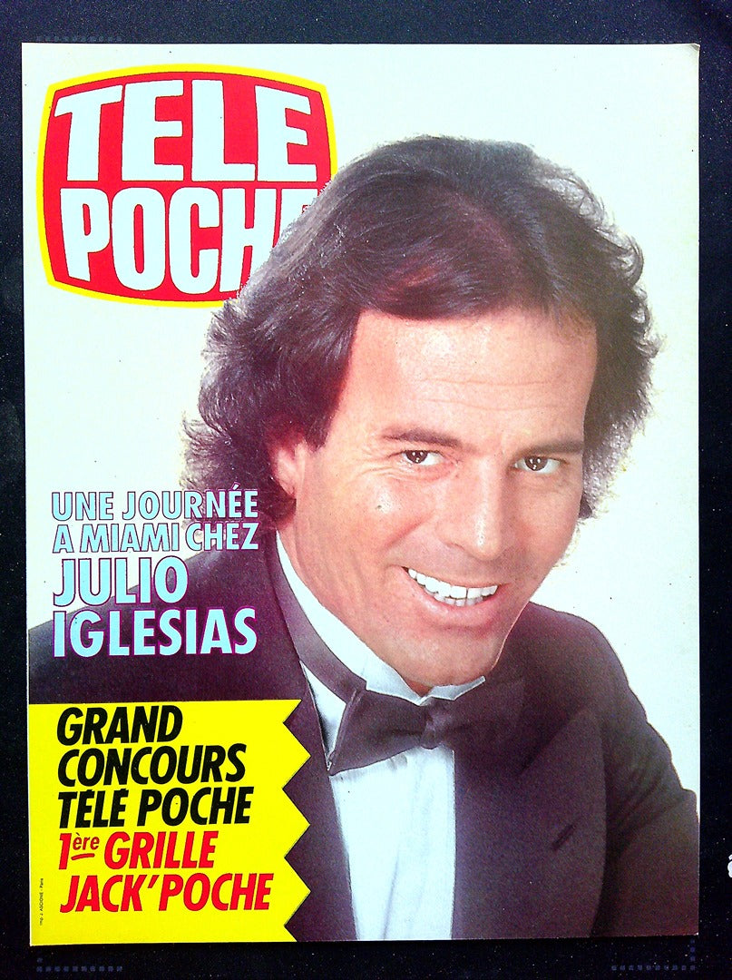Affiche de Kiosque Plv Promo Magazine Télé Poche Julio Iglesias vintage
