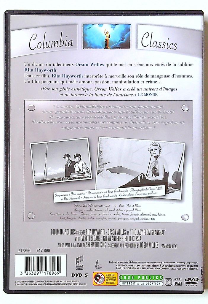 Dvd La Dame de Shangai - Columbia Classics - Orson Welles