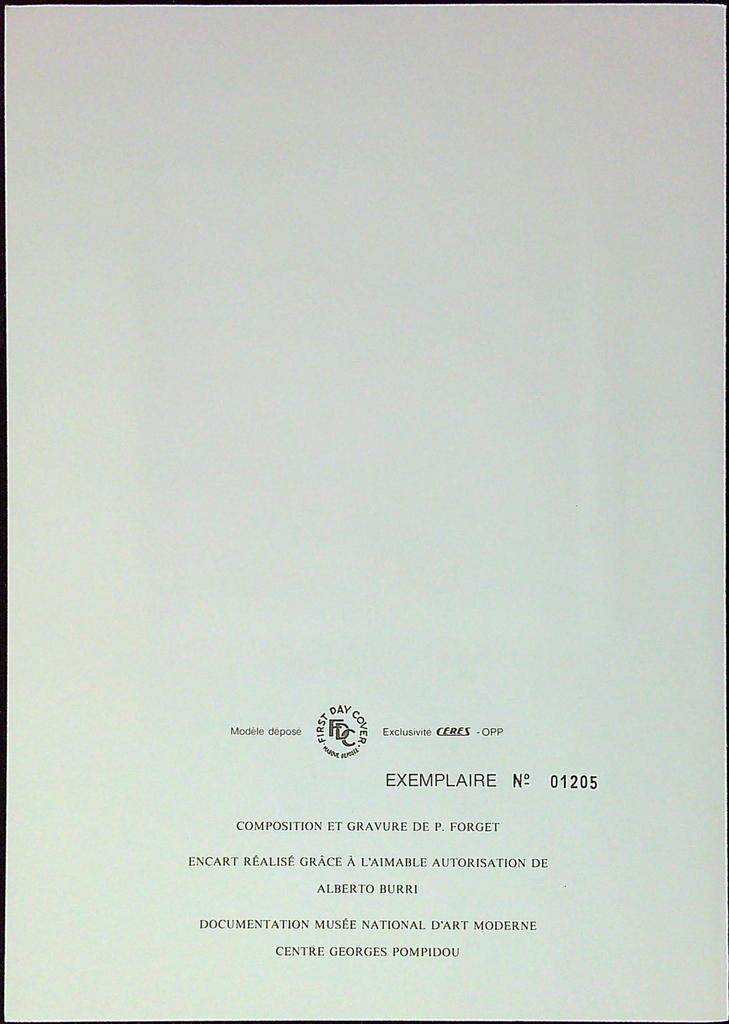 Alberto Burri Art Contemporain Enveloppe Dépliant Timbre 1er jour Encart Fdc Yvert et Tellier