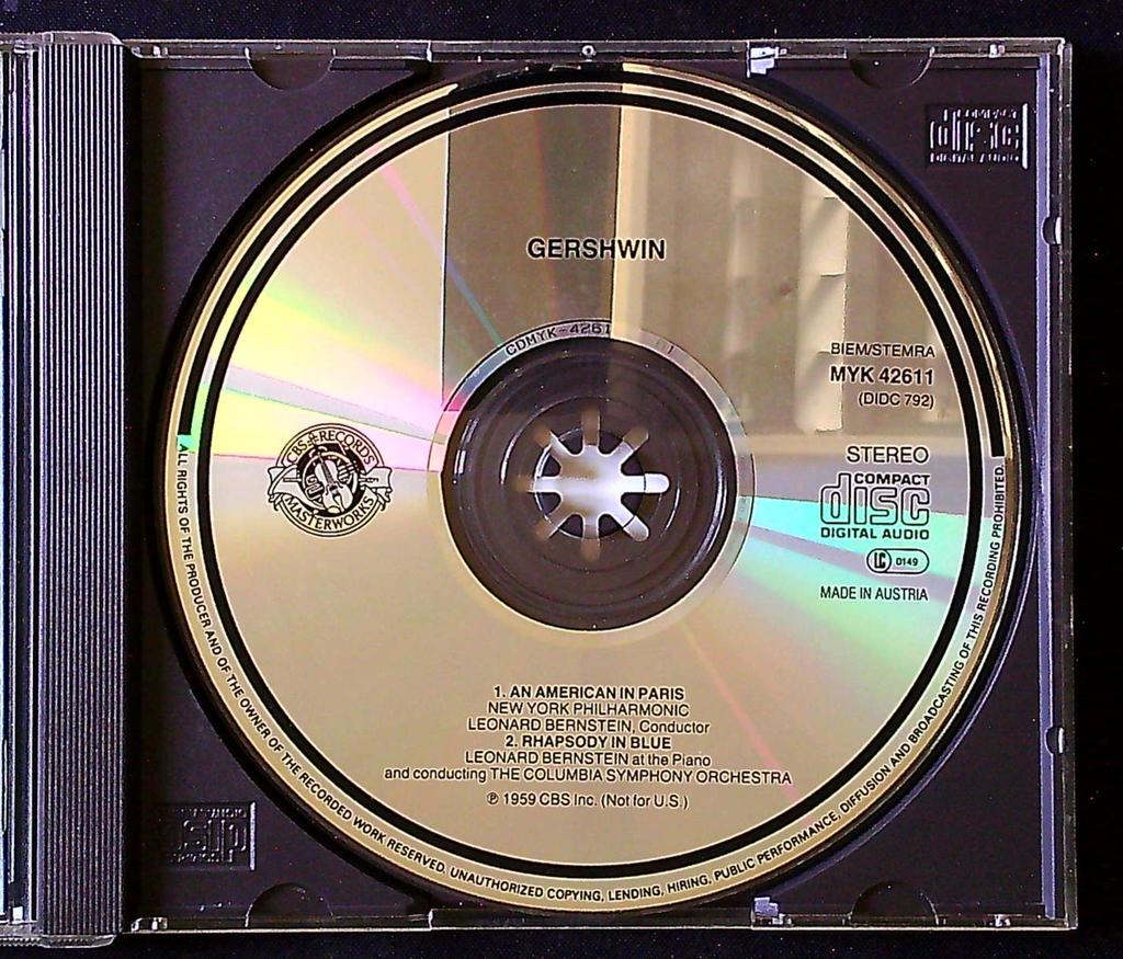 Cd – Gershwin / Bernstein – Musique Classique – Cbs Masterworks