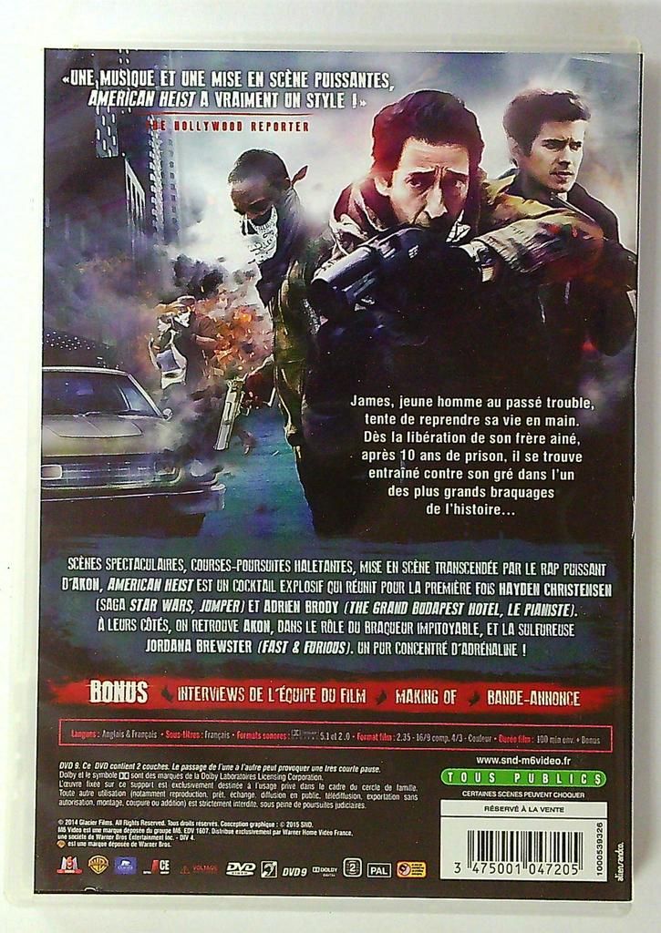 Dvd film American Heist Adrien Brody Hayden Christensen