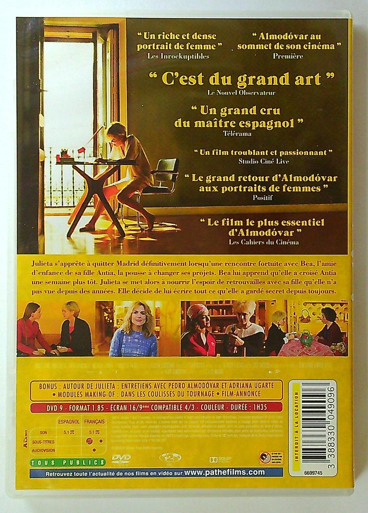 Dvd Julieta - Un film de Pedro Almodóvar - Drame Jaune