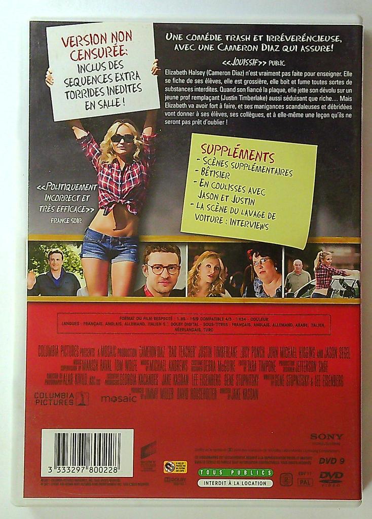 Bad Teacher Version Non Censurée Dvd