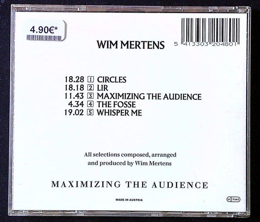 Cd Wim Mertens – Maximizing the Audience – Musique – Album minimaliste