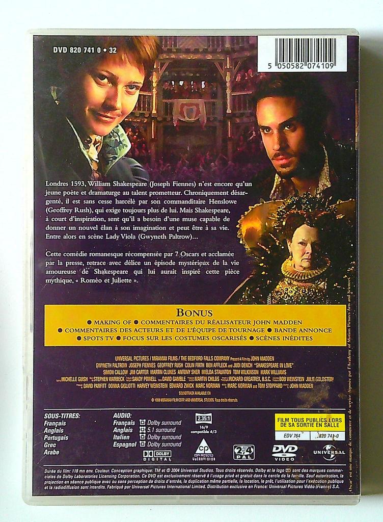 Dvd Shakespeare in Love universal