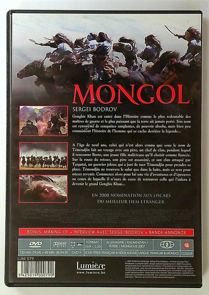 Dvd Mongol un film de Sergei Bodrov édition Lumière