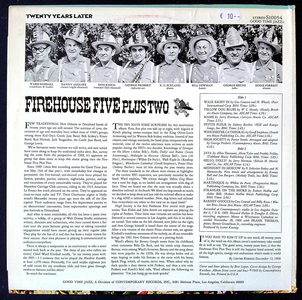 Vinyle firehouse Five Plus Two jazz good Time Jazz