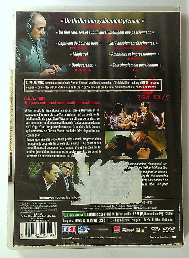 Dvd La Vie des autres oscar 2007