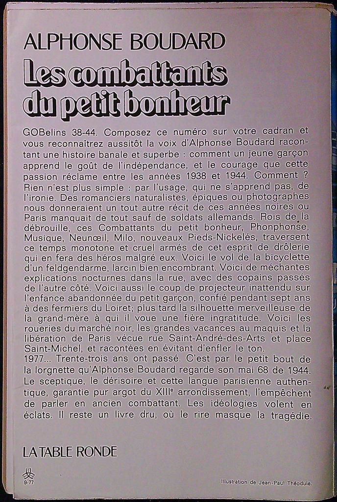 Livre – Alphonse Boudard – Littérature – Les combattants