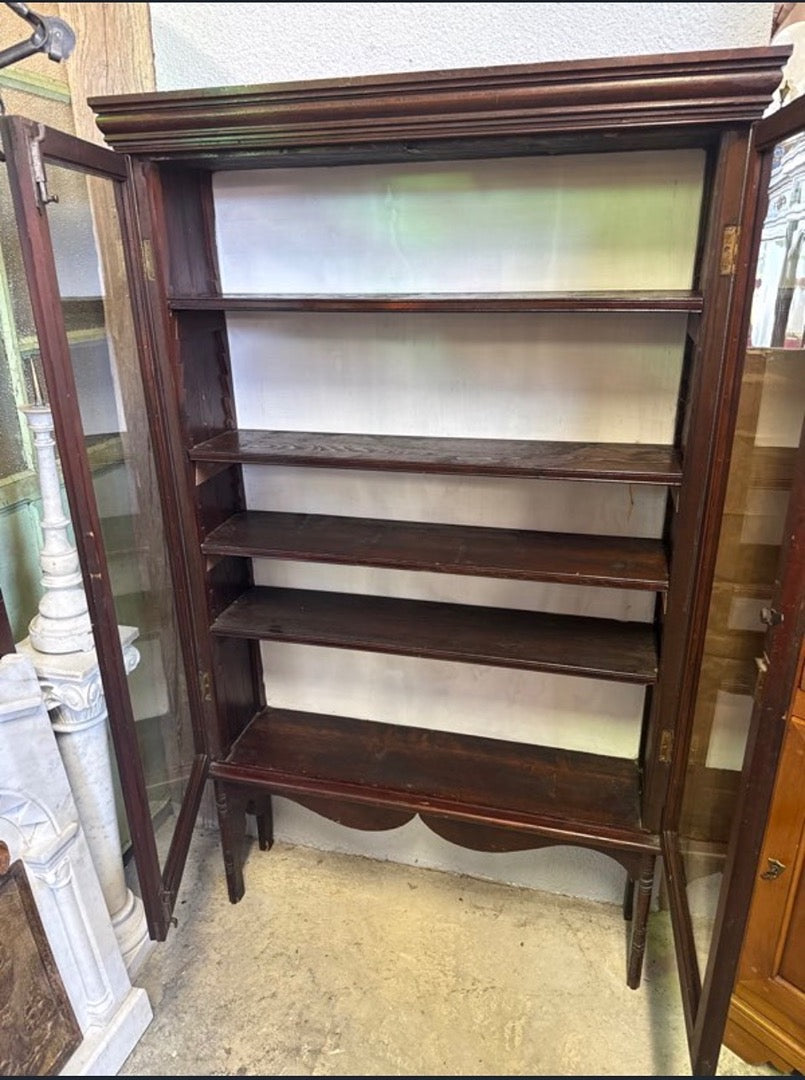 Vitrine – Vintage – Mobilier – Bois sombre vitrée