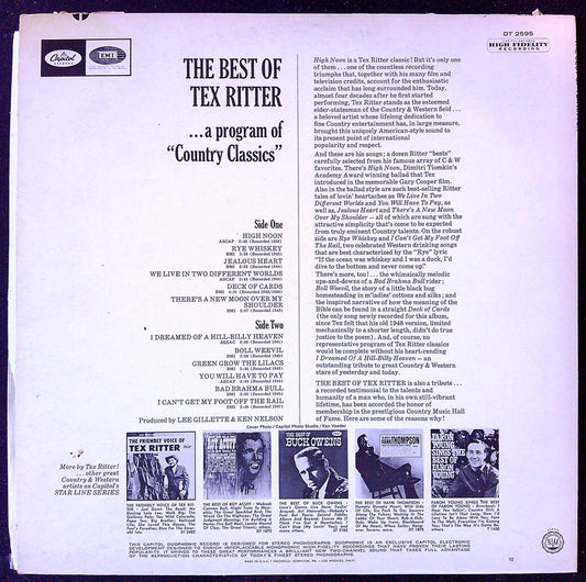 Vinyle the Best of Tex Ritter Country Classics Capitol