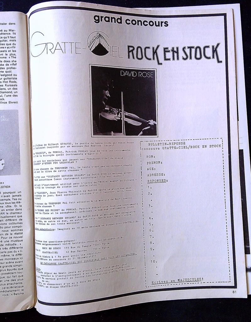 Magazine – Rock en Stock n°6 1977 – Musique – Yves Simon Marc Bolan