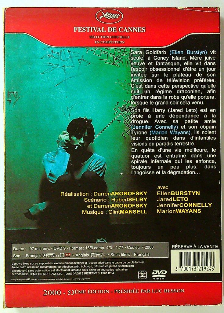 Dvd Requiem for a Dream Darren Aronofsky Festival Cannes