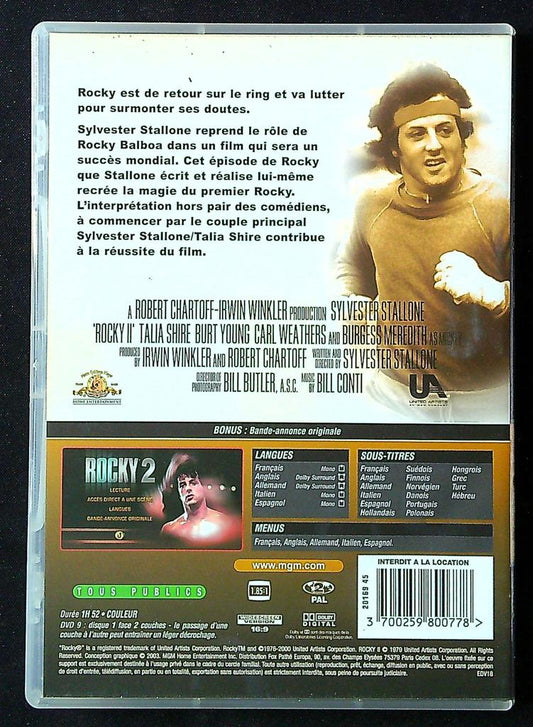 Dvd Rocky Ii – Sylvester Stallone – Cinéma – Film culte