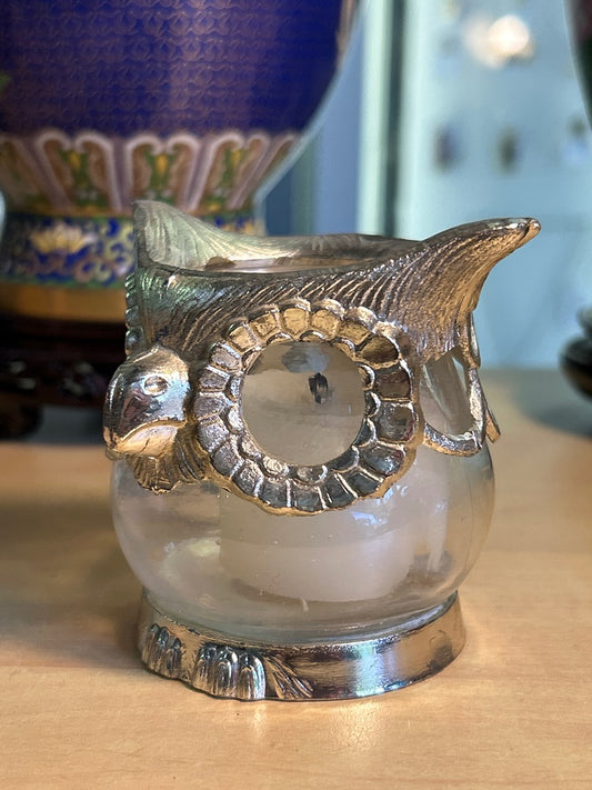 Bougeoir chouette / Hibou verre métal