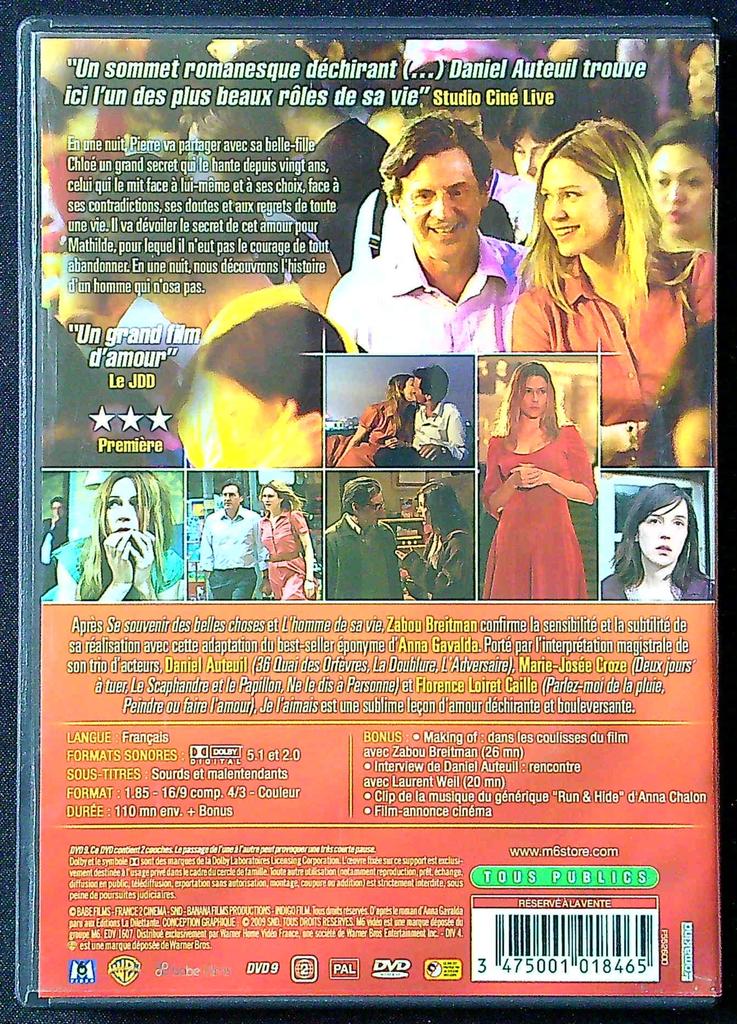 Dvd Je l'aimais – Zabou Breitman – Drame – Drame romantique