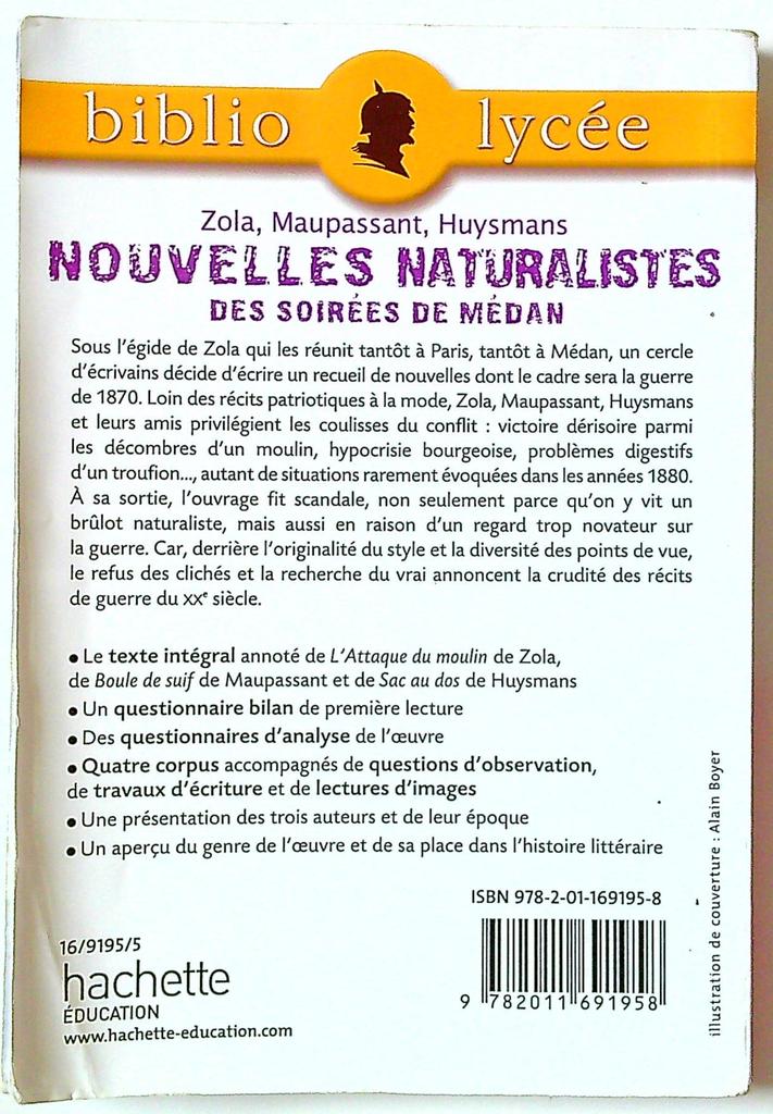 Livre Nouvelles Naturalistes Hachette Zola Maupassant