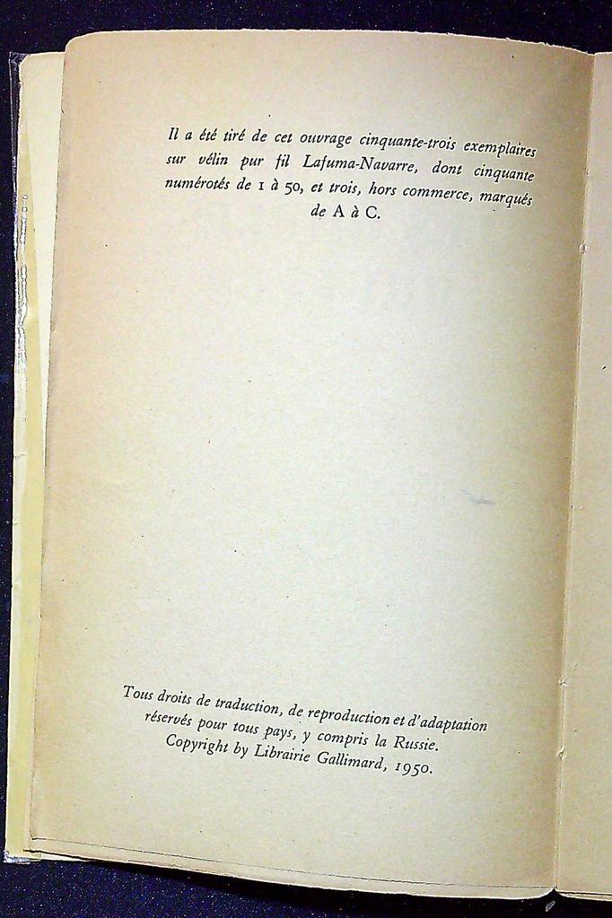 Livre Maurice Fombeure – Gallimard – Littérature – Édition 1950