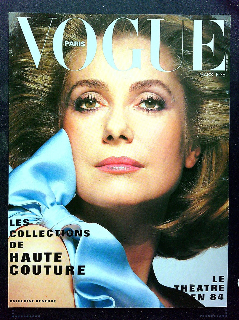 Affiche de Kiosque Plv Promo magazine Vogue Paris Mars 1984 Catherine Deneuve