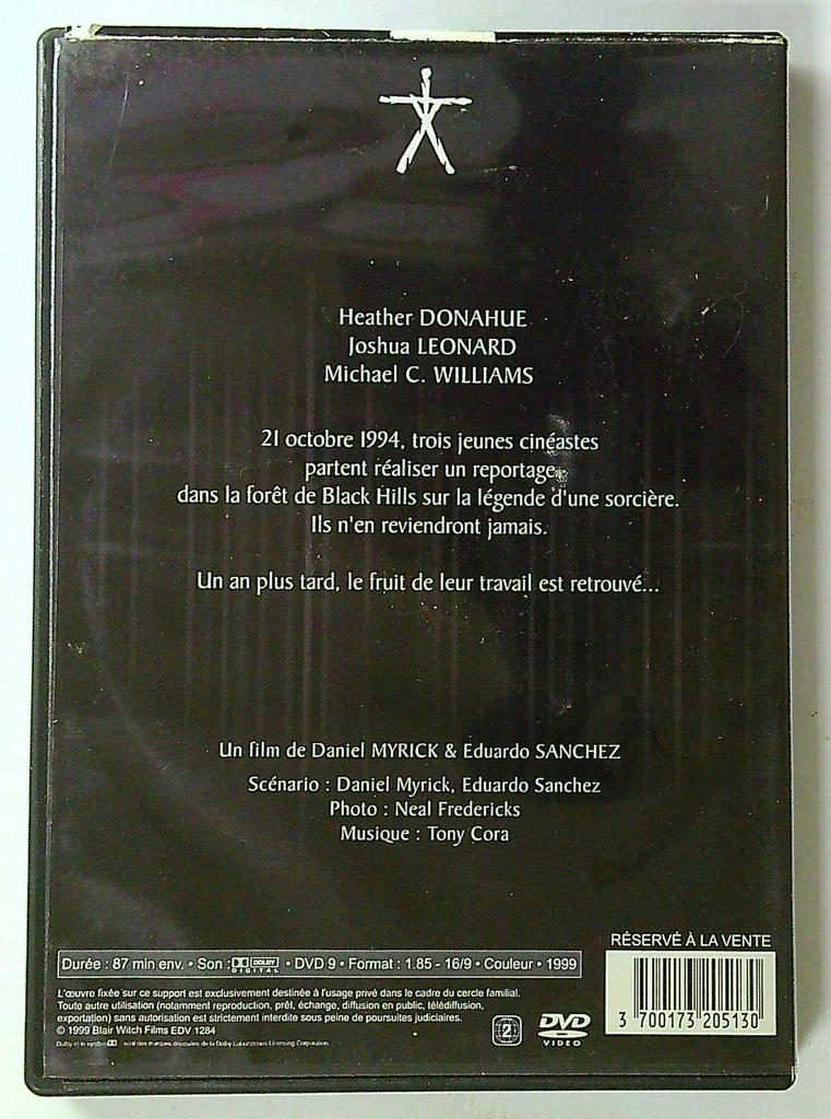 Dvd Le Projet Blair Witch film horreur Daniel Myrick