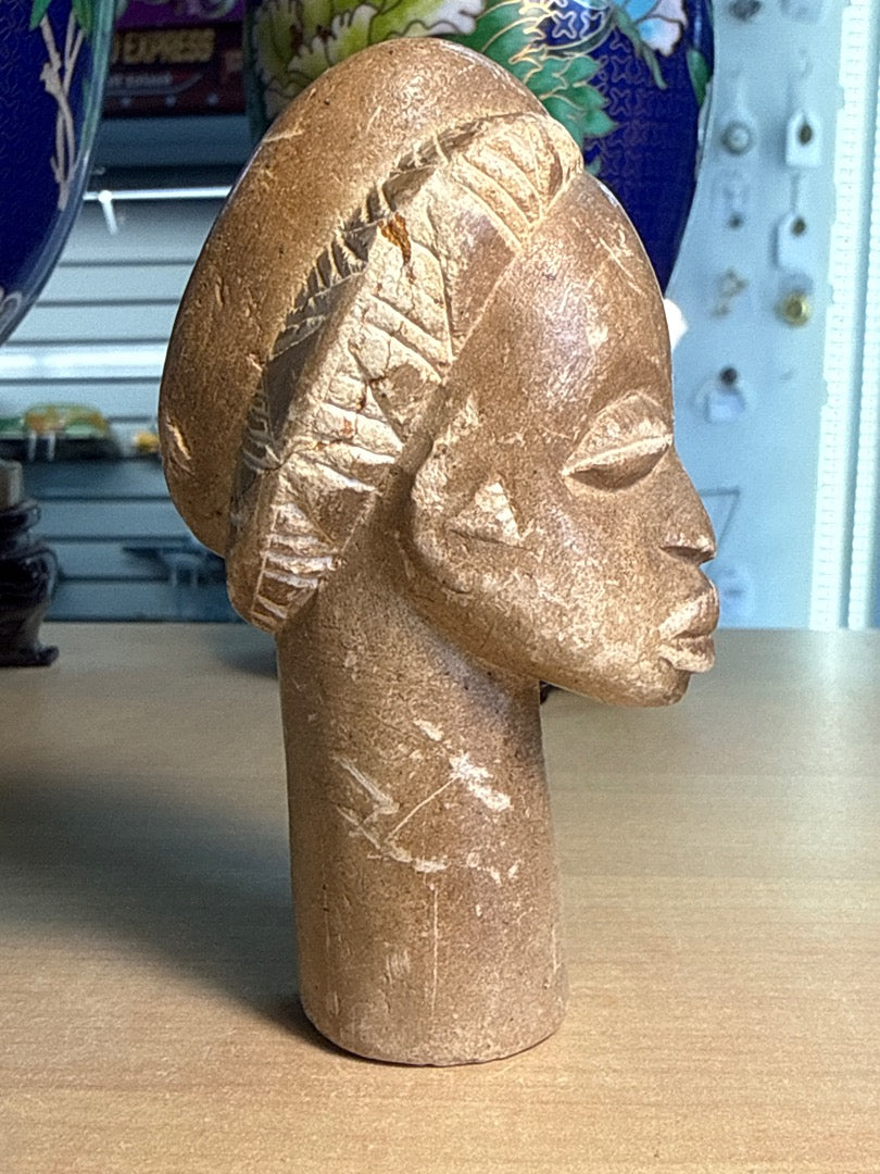 Buste sculpté – Art africain – Décoration – Pierre de stéatite