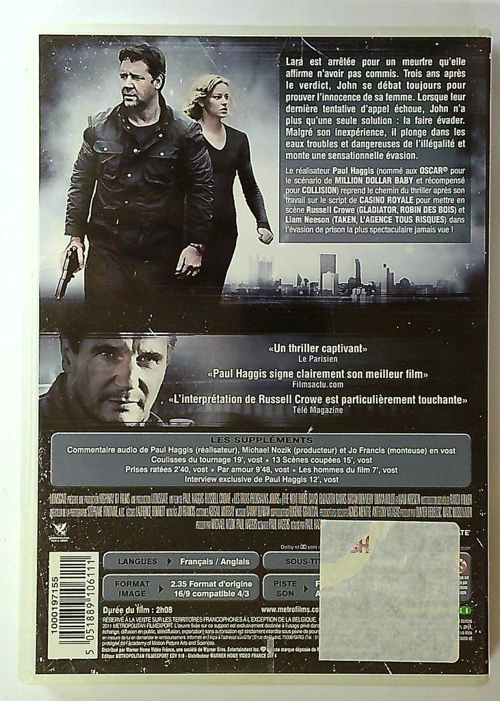 Dvd Les Trois Prochains Jours avec Russell Crowe
