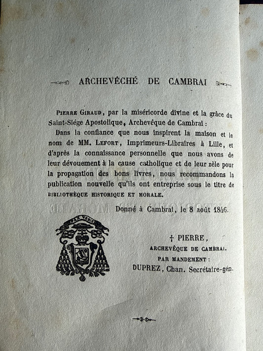 Livre ancien – Abbé Petit – Histoire de S. François d'assise – Cartonnage romantique rose 1851