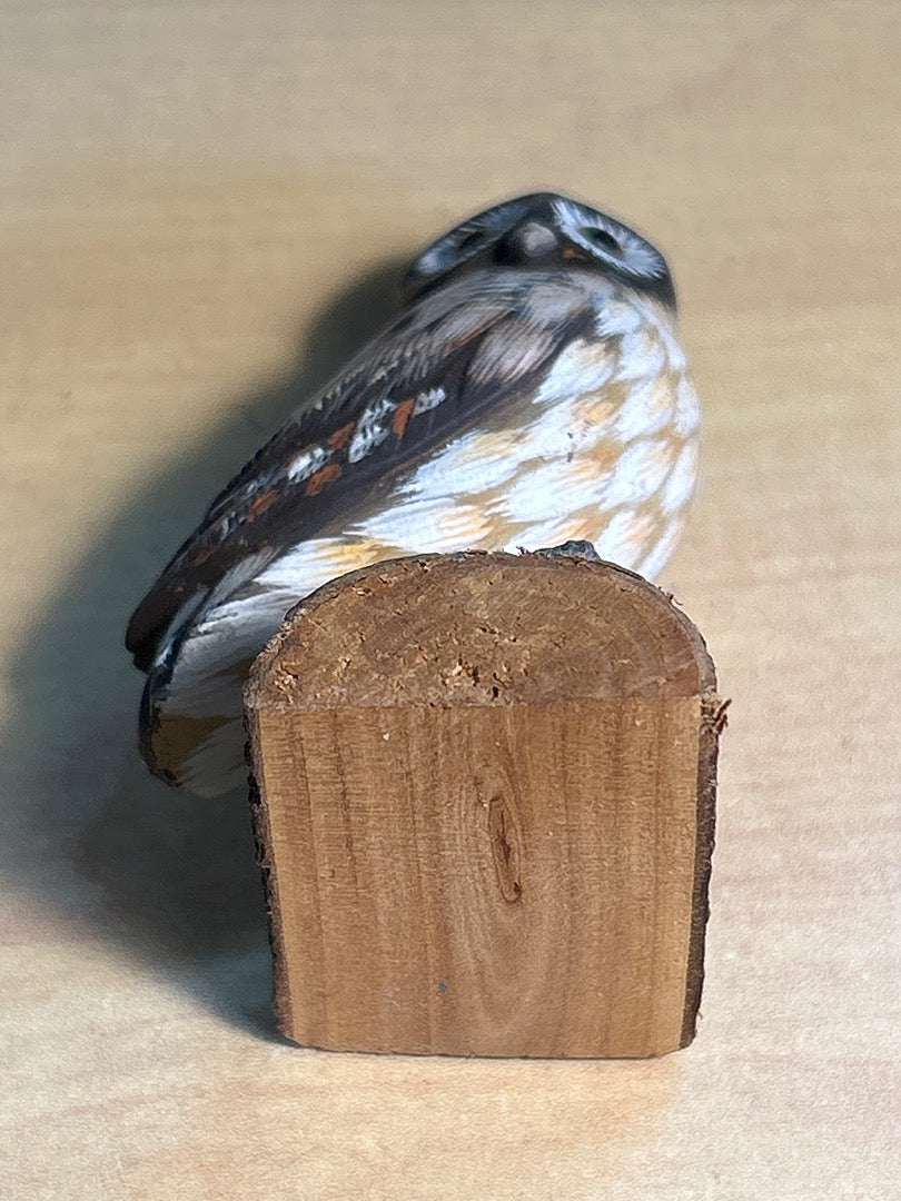 Figurine hibou / chouette bois peint
