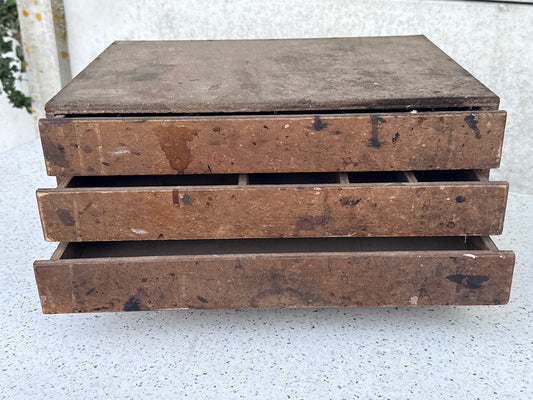 Organiseur à tiroirs – Vintage – Rangement – Bois brut