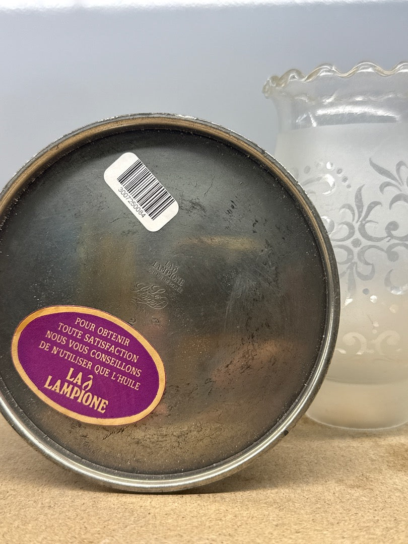 Lampe à huile – La Lampione Le Lingot – Luminaire – Vintage étain verre dépoli