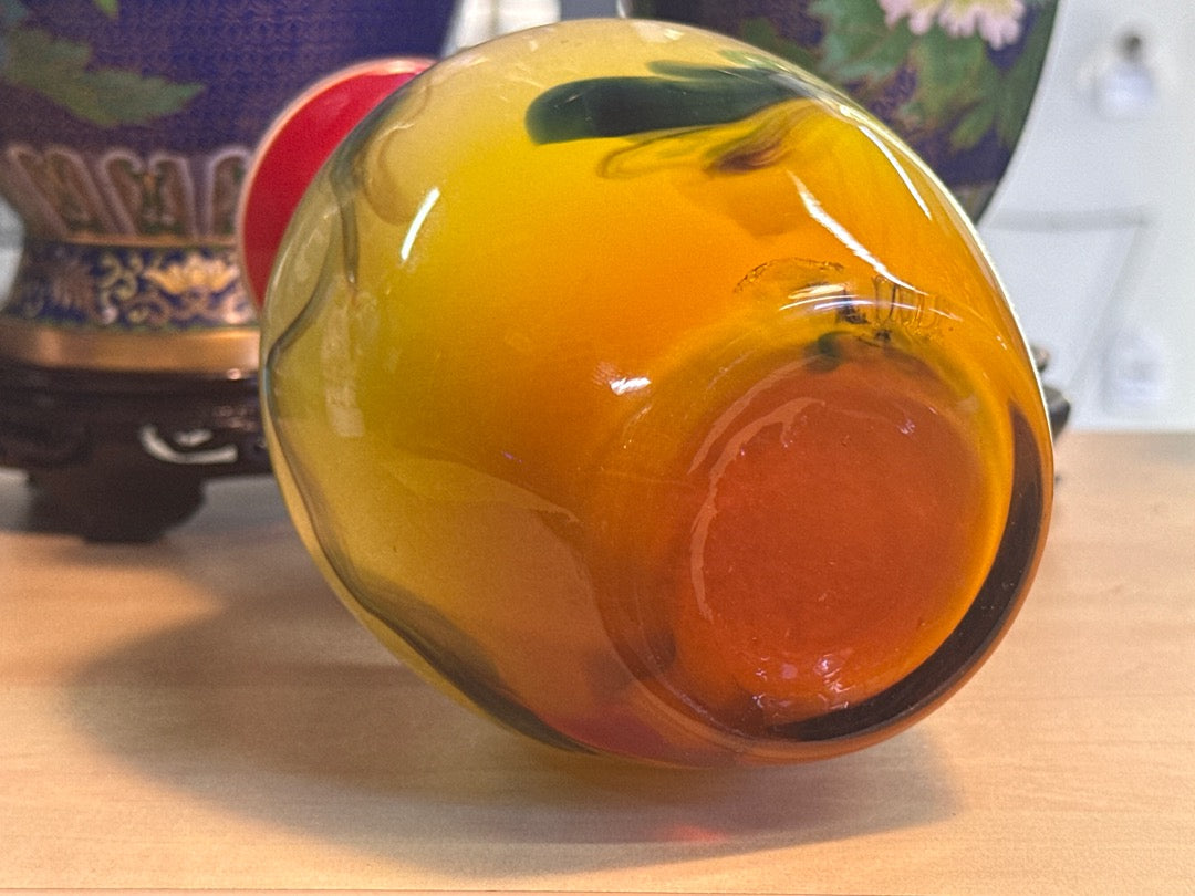 Vase en verre – Artisanal – Décoration – Dégradé jaune orange