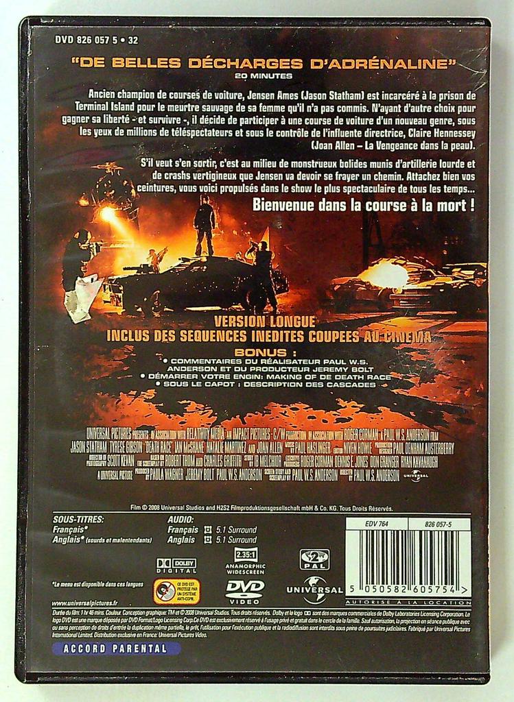 Dvd Death Race Course à la mort Version Longue Jason Statham