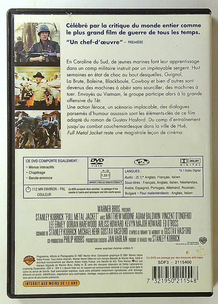 Dvd Full Metal Jacket Stanley Kubrick Collection Warner