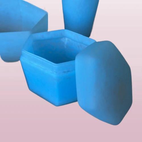 Set De Toilette – Vintage – Accessoires Maison – Verre Bleu Opale