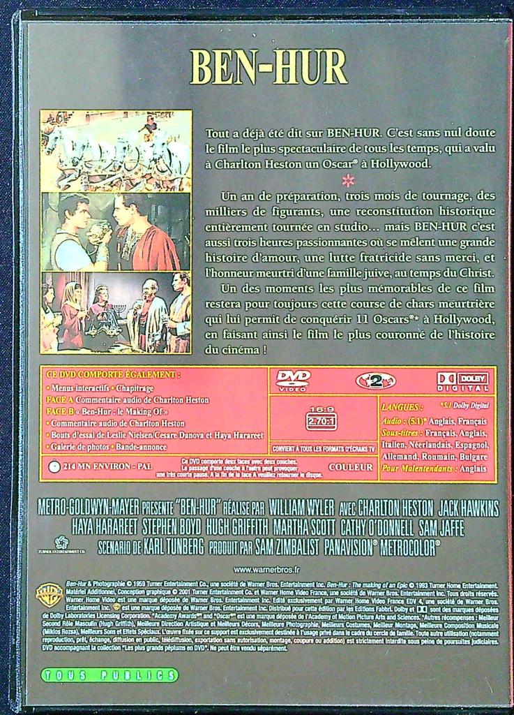 Dvd – Ben-hur – Péplum – Édition Fabbri Oscars