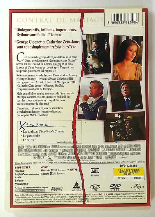Dvd Intolérable Cruauté Clooney & Zeta-jones