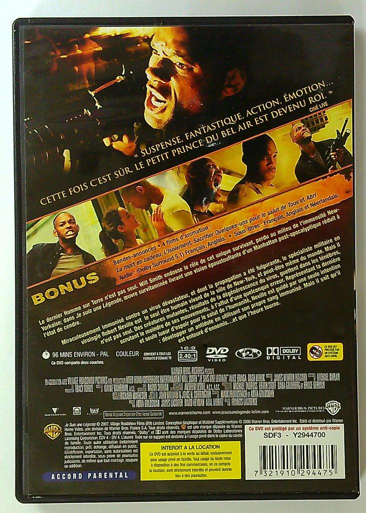 Dvd Je suis une légende Will Smith