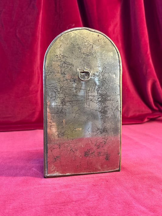 Petit miroir mural en arche, métal doré, 22 × 12 cm