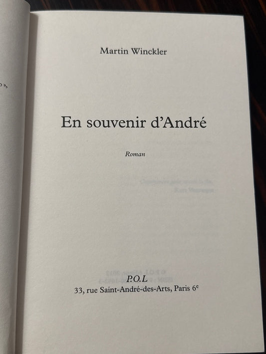 Livre – Martin Winckler - En souvenir d'andré – Littérature