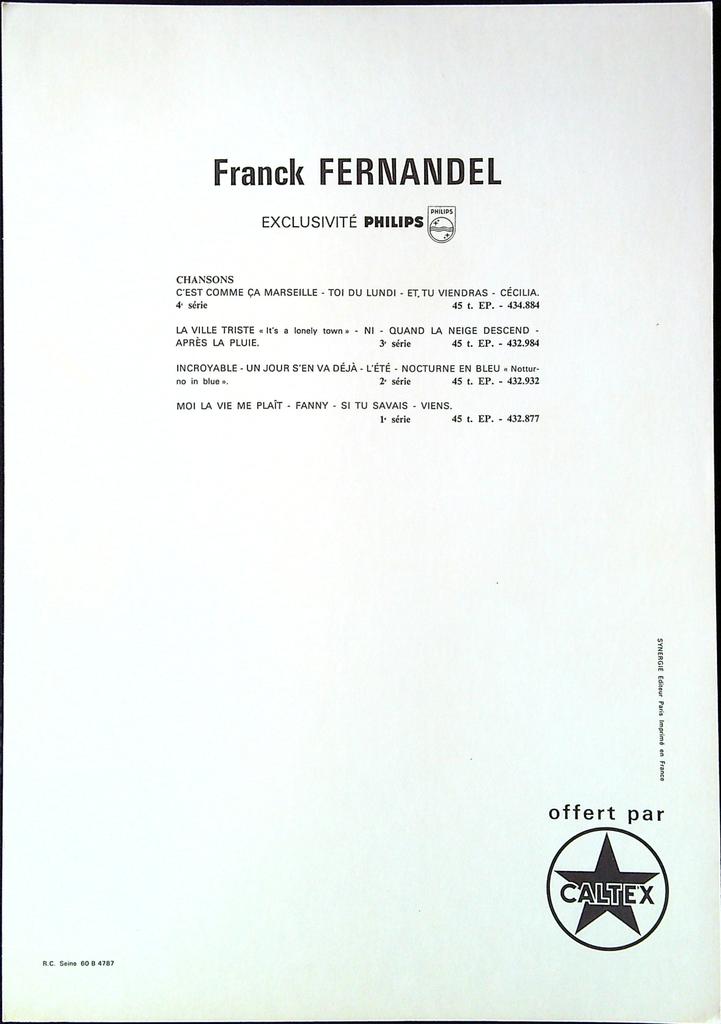 Photo Franck Fernandel – Philips – Musique – Vintage