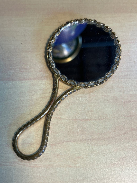 Petit miroir à main vintage fleurs séchées Miroir de courtoisie