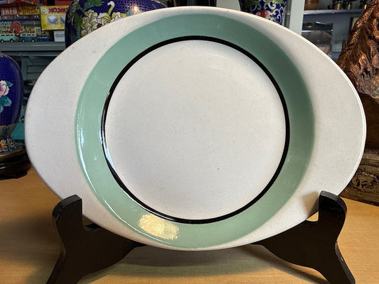 Plat ovale – Badonviller – Plat de service – Céramique crème vert noir