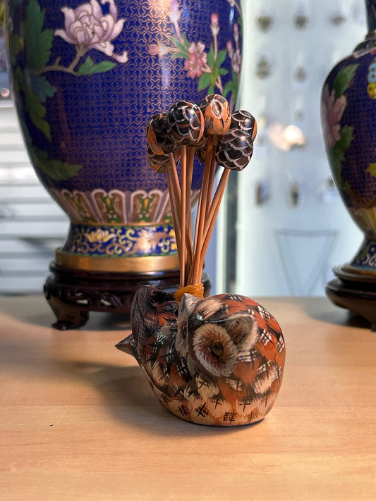 Piques Apéritif Chouette / Hibou En Bois