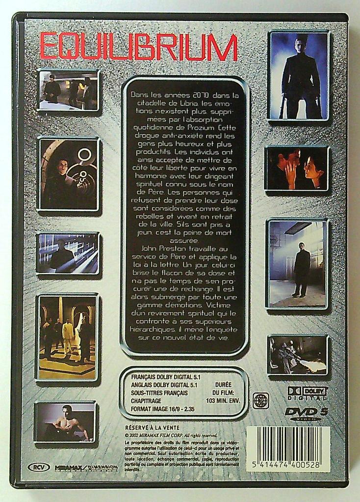 Dvd Equilibrium Christian Bale Taye Diggs film Sf