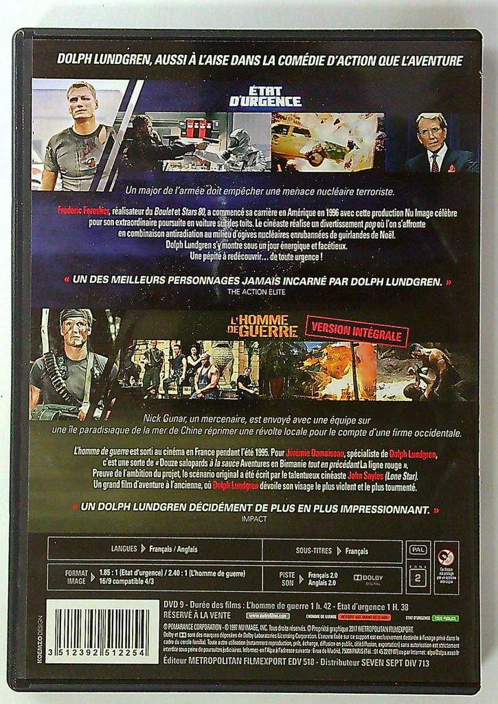dvd Dolph Lundgren L'homme de Guerre État d'urgence