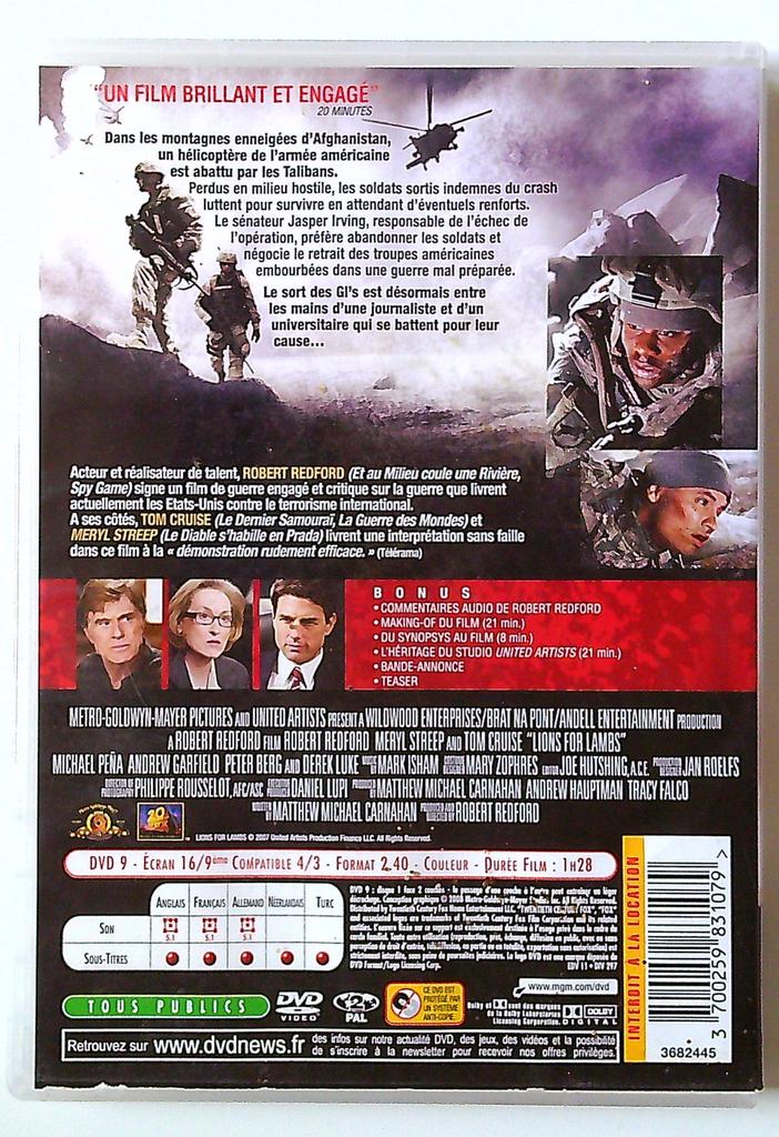 Dvd Lions et Agneaux Robert Redford Meryl Streep Tom Cruise