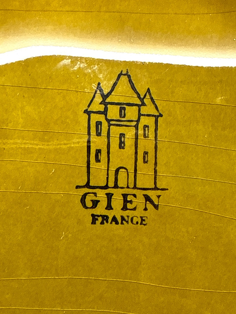 Plat de service – Gien – Plat de service – Barbotine marronnier vert