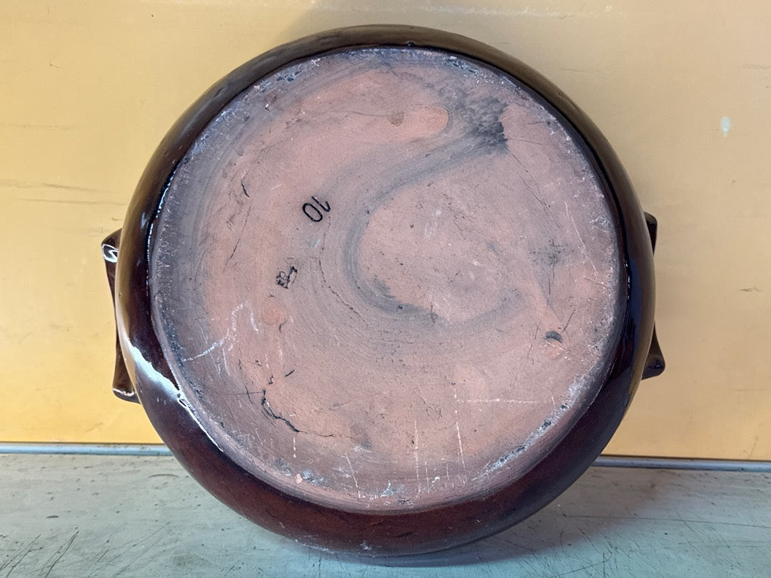 Cocotte vintage en terre cuite – Marron vernissé