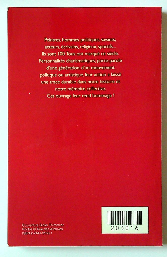 Livre Les 100 personnages du Xxe siècle Franck Jamet